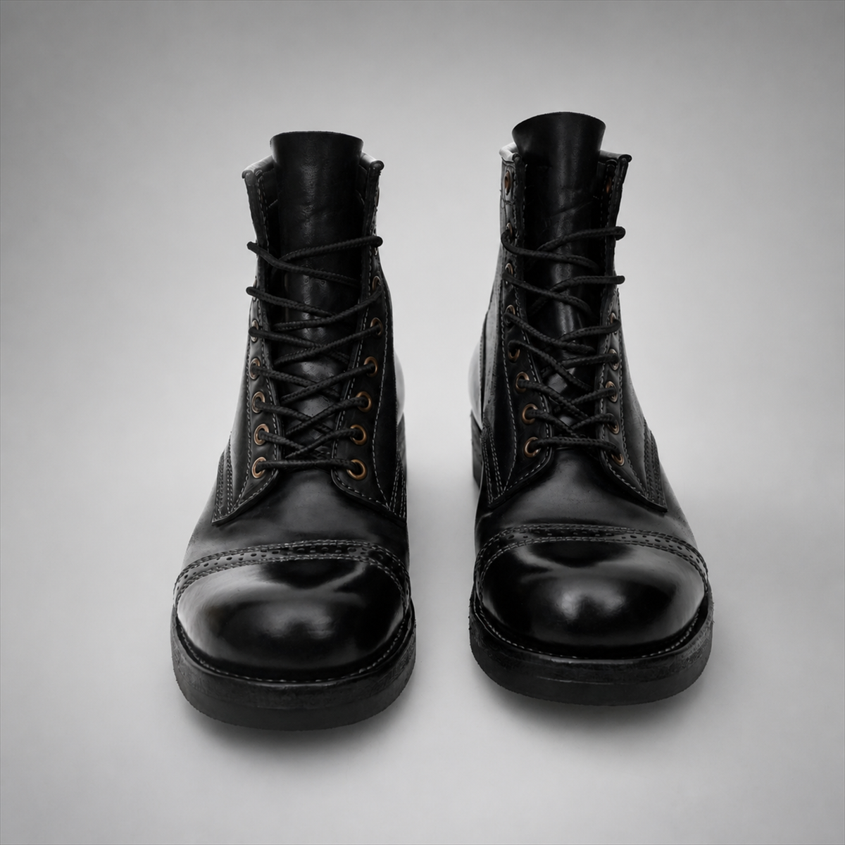 PASCH Frontier Cap-Toe Service Boot in Black Horse Leather