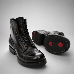 PASCH Frontier Cap-Toe Service Boot in Black Horse Leather