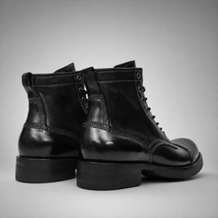 PASCH Frontier Cap-Toe Service Boot in Black Horse Leather