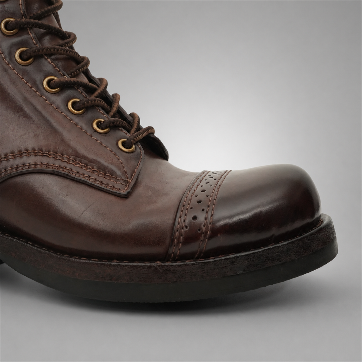 PASCH Frontier Cap-Toe Service Boot in Coffee Brown Horse Leather