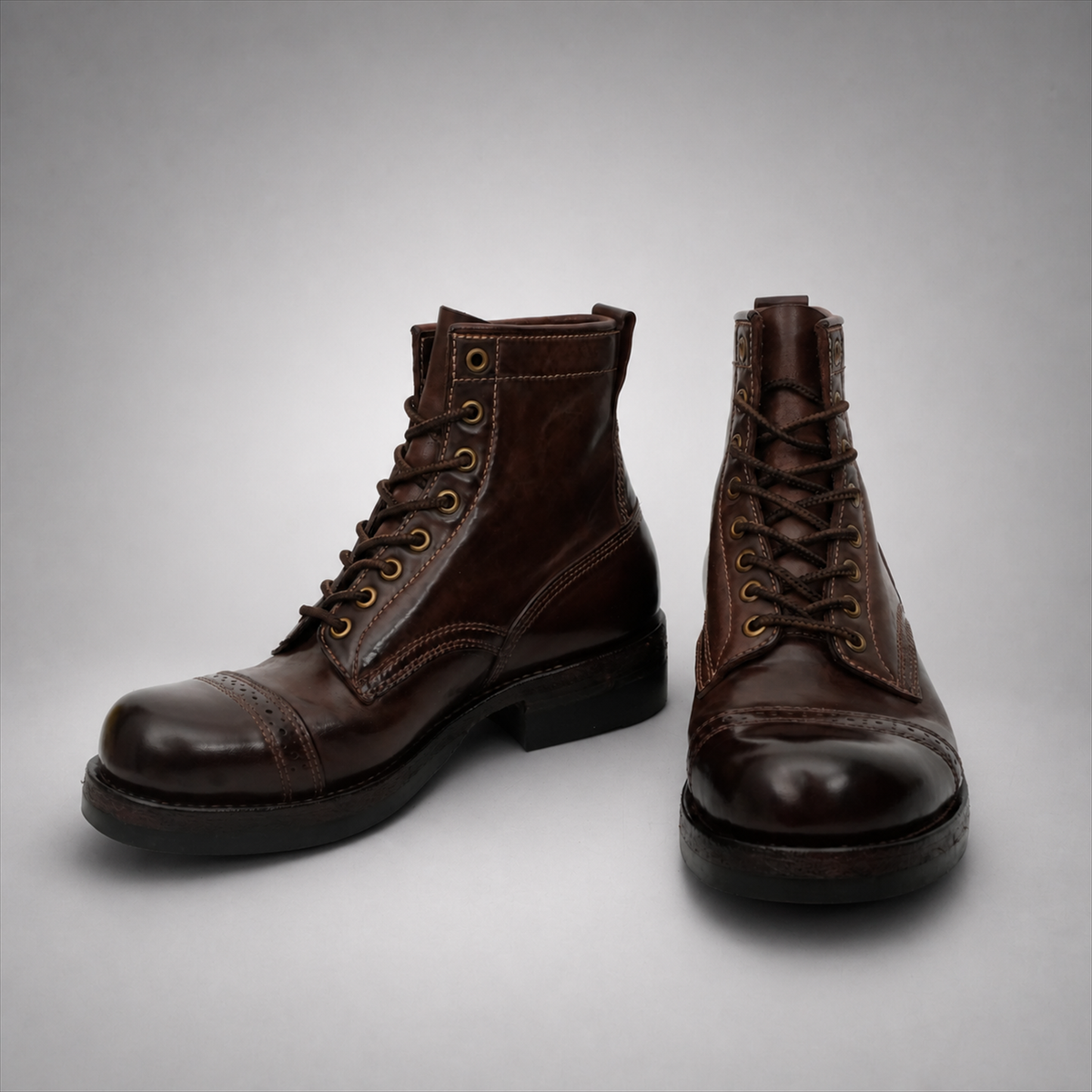 PASCH Frontier Cap-Toe Service Boot in Coffee Brown Horse Leather