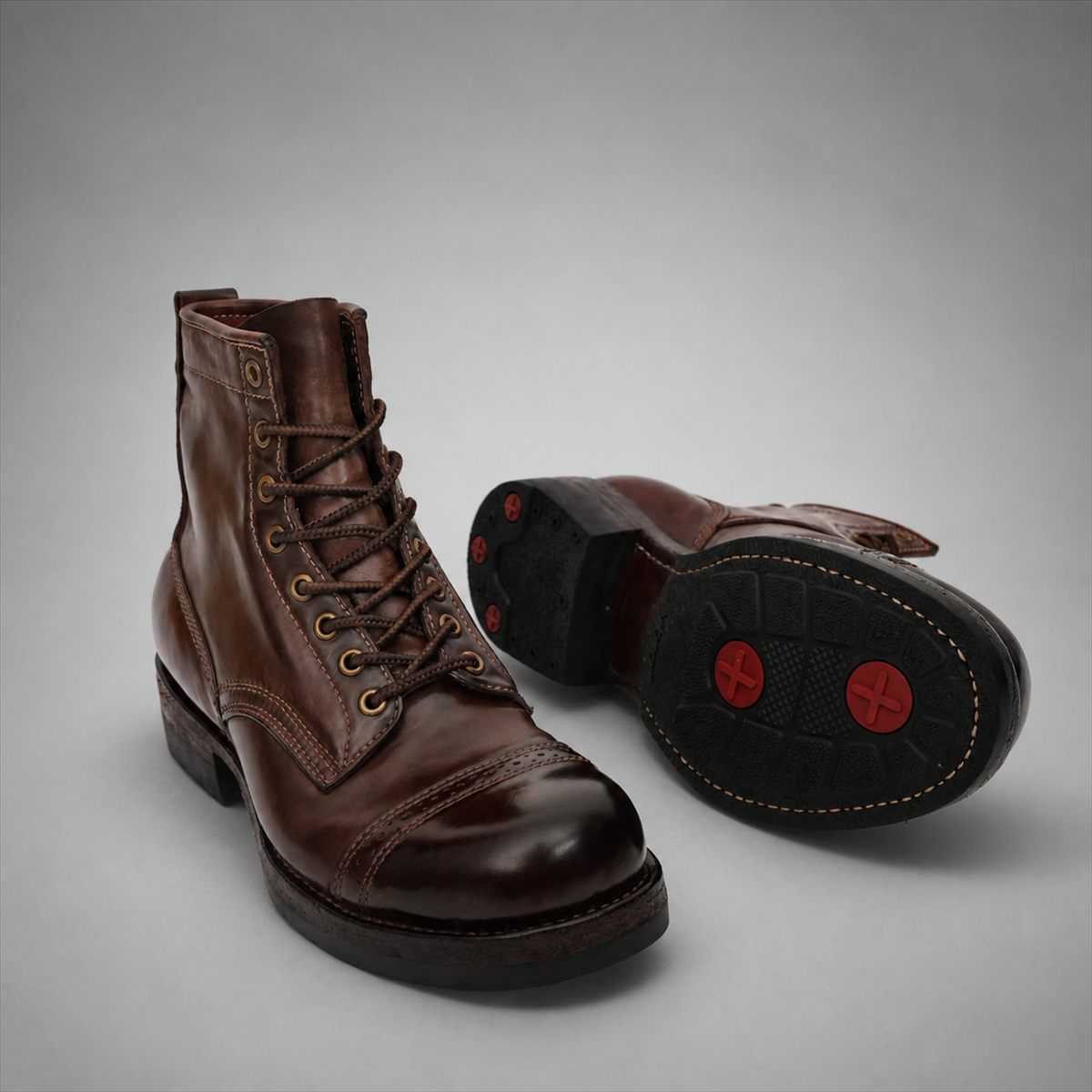 PASCH Frontier Cap-Toe Service Boot in Coffee Brown Horse Leather