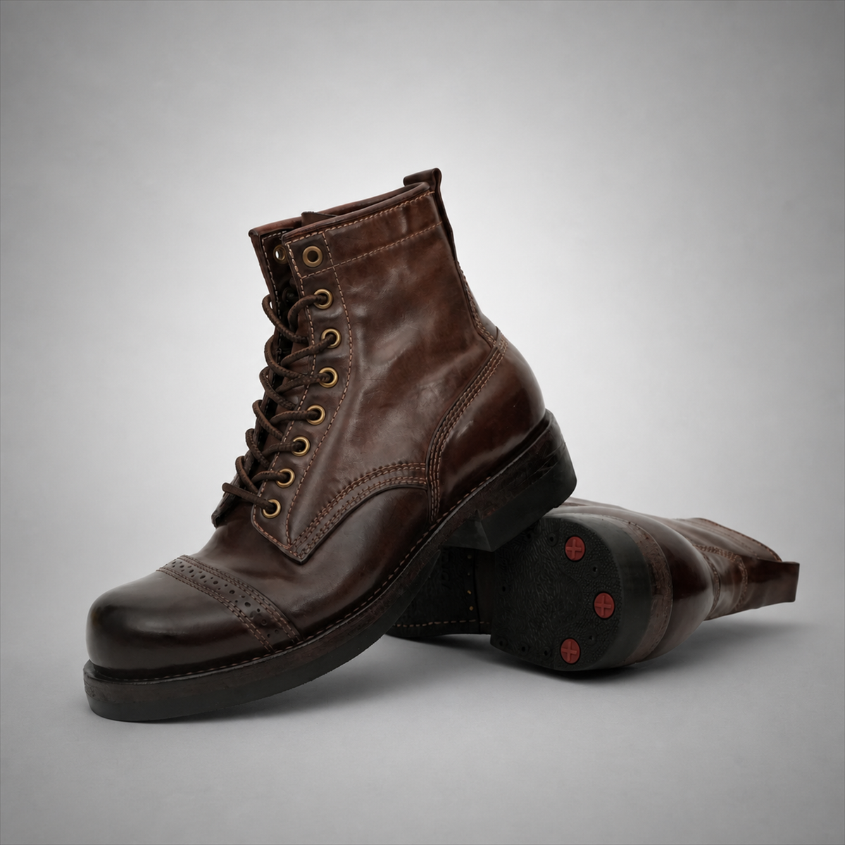 PASCH Frontier Cap-Toe Service Boot in Coffee Brown Horse Leather