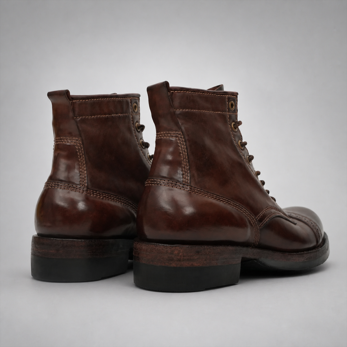 PASCH Frontier Cap-Toe Service Boot in Coffee Brown Horse Leather