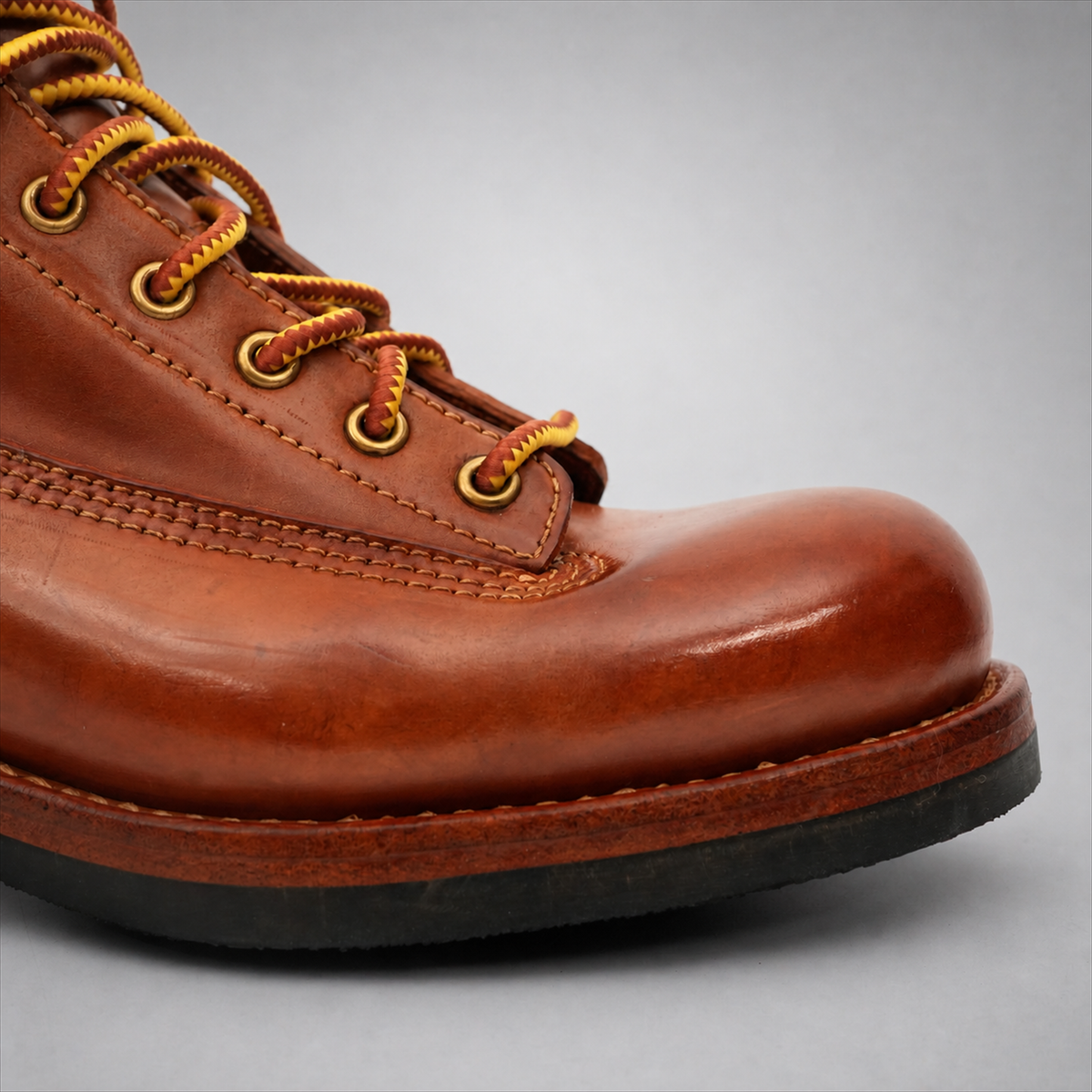 PASCH Outrider Plain-Toe Service Boot in Brown Horse Leather