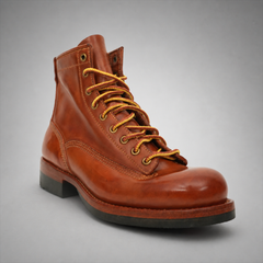 PASCH Outrider Plain-Toe Service Boot in Brown Horse Leather