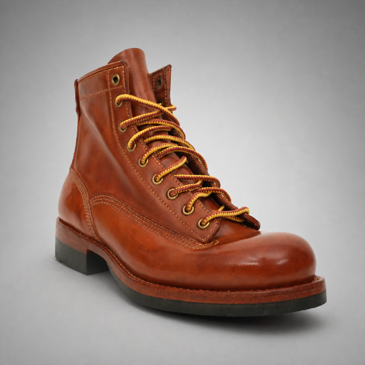 PASCH Outrider Plain-Toe Service Boot in Brown Horse Leather
