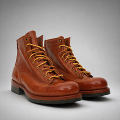 PASCH Outrider Plain-Toe Service Boot in Brown Horse Leather