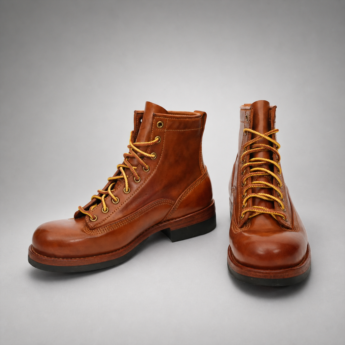 PASCH Outrider Plain-Toe Service Boot in Brown Horse Leather