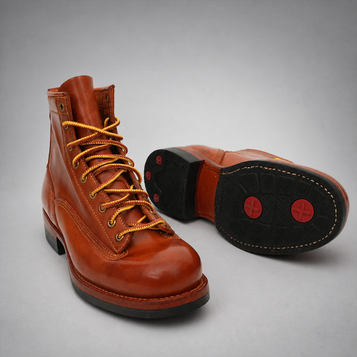 PASCH Outrider Plain-Toe Service Boot in Brown Horse Leather