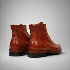 PASCH Outrider Plain-Toe Service Boot in Brown Horse Leather