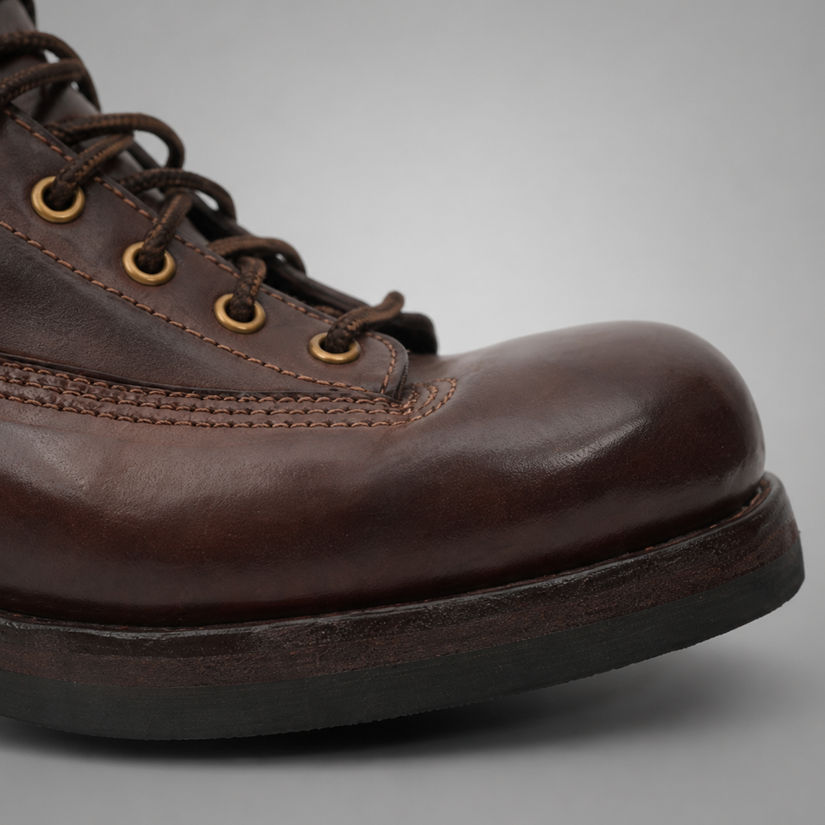 PASCH Outrider Plain-Toe Service Boot in Coffee Brown Horse Leather