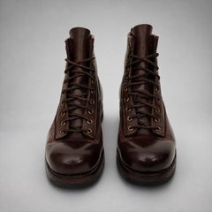 PASCH Outrider Plain-Toe Service Boot in Coffee Brown Horse Leather