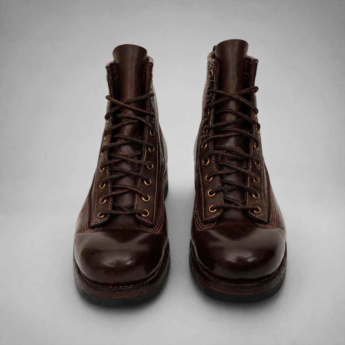 PASCH Outrider Plain-Toe Service Boot in Coffee Brown Horse Leather