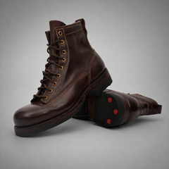PASCH Outrider Plain-Toe Service Boot in Coffee Brown Horse Leather
