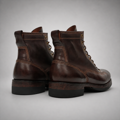 PASCH Outrider Plain-Toe Service Boot in Coffee Brown Horse Leather