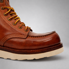 PASCH Railman Moc-Toe Wedge Boot in Brown Horse Leather
