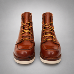 PASCH Railman Moc-Toe Wedge Boot in Brown Horse Leather