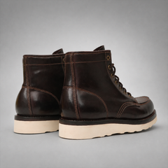 PASCH Railman Moc-Toe Wedge Boot in Coffee Brown Horse Leather