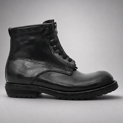 PASCH Atlas Plain-Toe Service Boot in Black Leather, side view