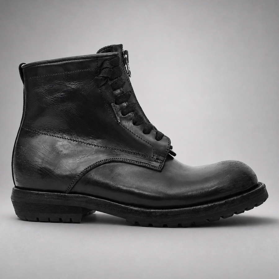 PASCH Atlas Plain-Toe Service Boot in Black Leather, side view