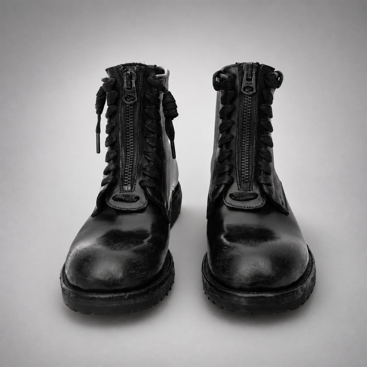 PASCH Atlas Plain-Toe Service Boot in Black Leather