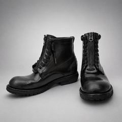 PASCH Atlas Plain-Toe Service Boot in Black Leather