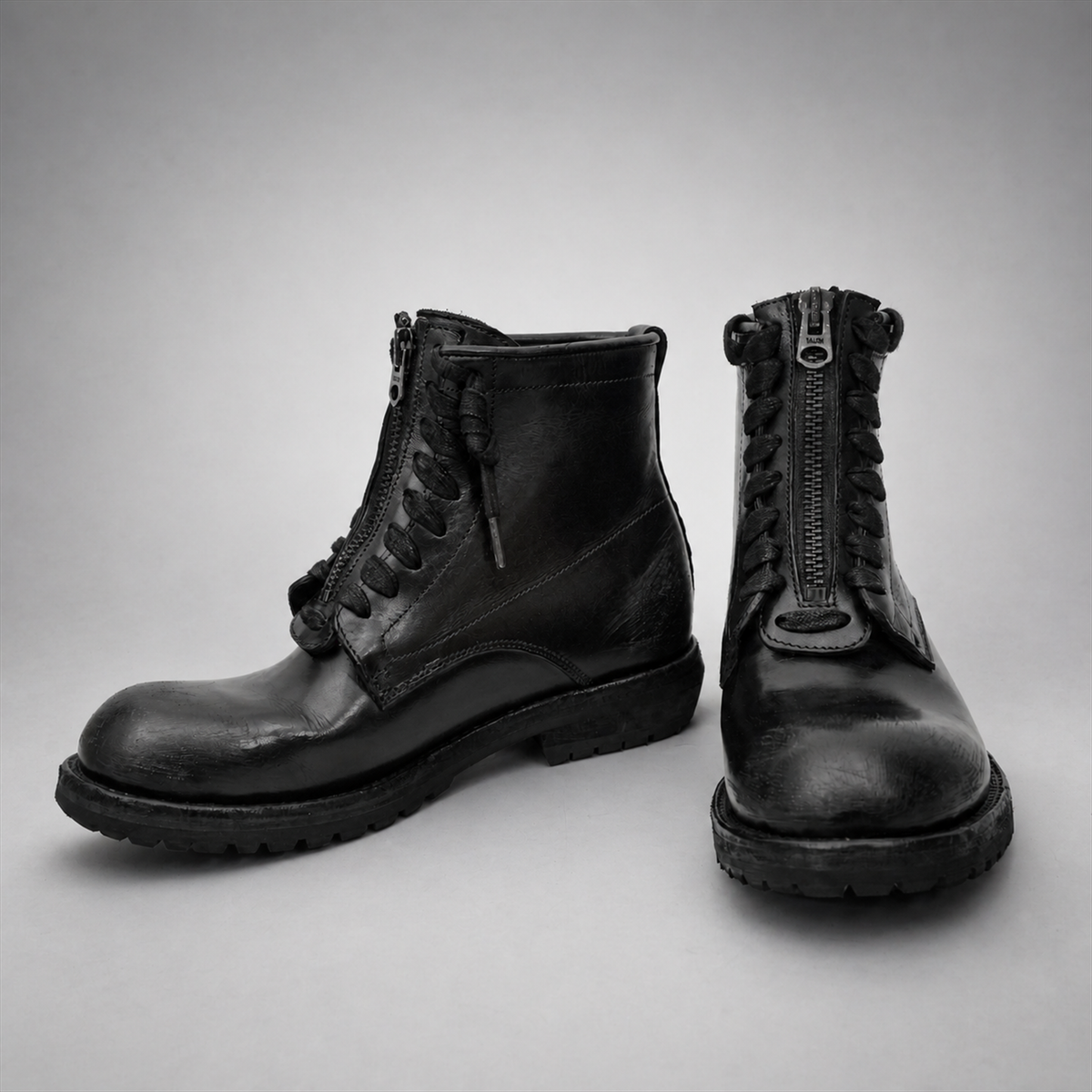 PASCH Atlas Plain-Toe Service Boot in Black Leather