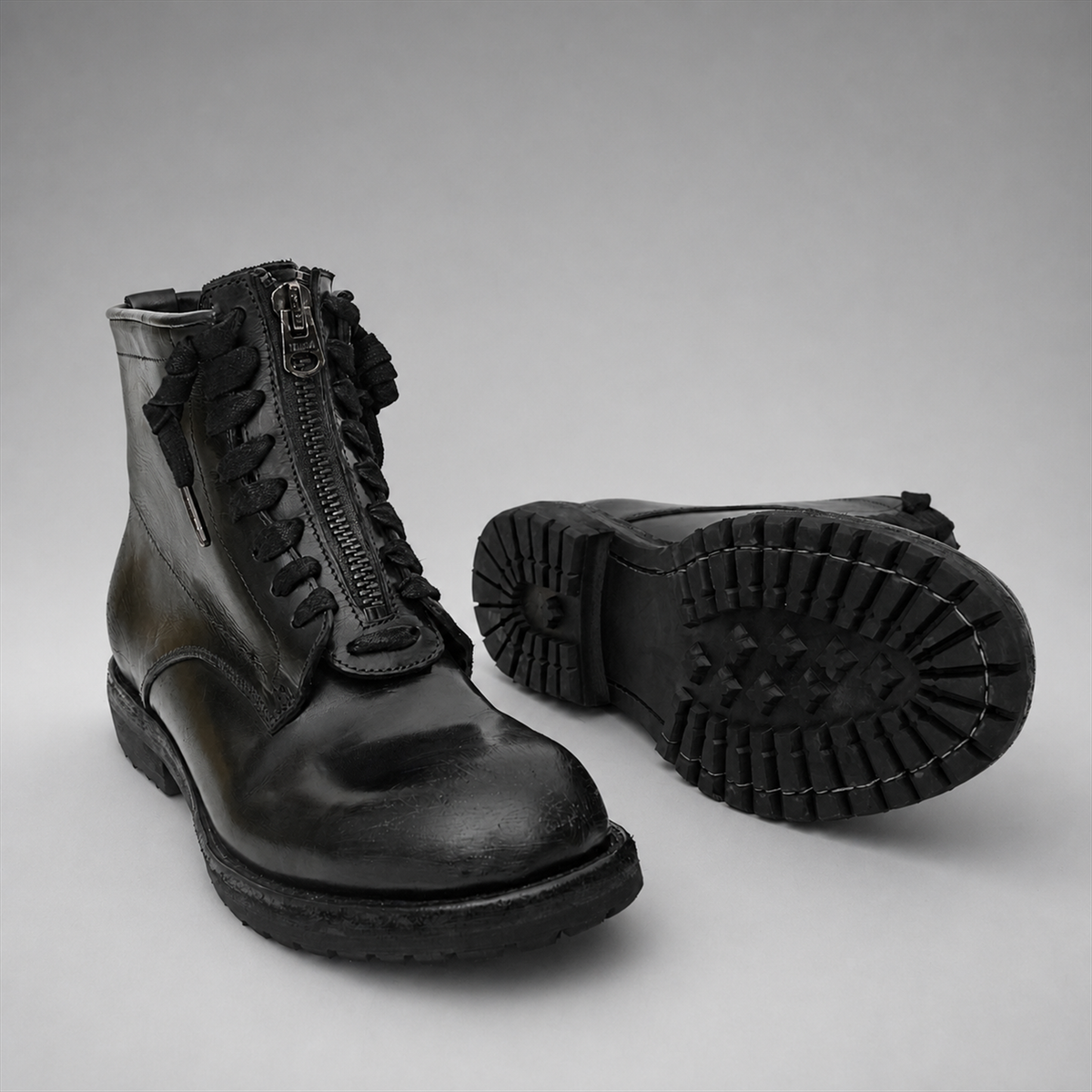 PASCH Atlas Plain-Toe Service Boot in Black Leather