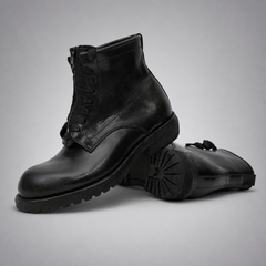 PASCH Atlas Plain-Toe Service Boot in Black Leather