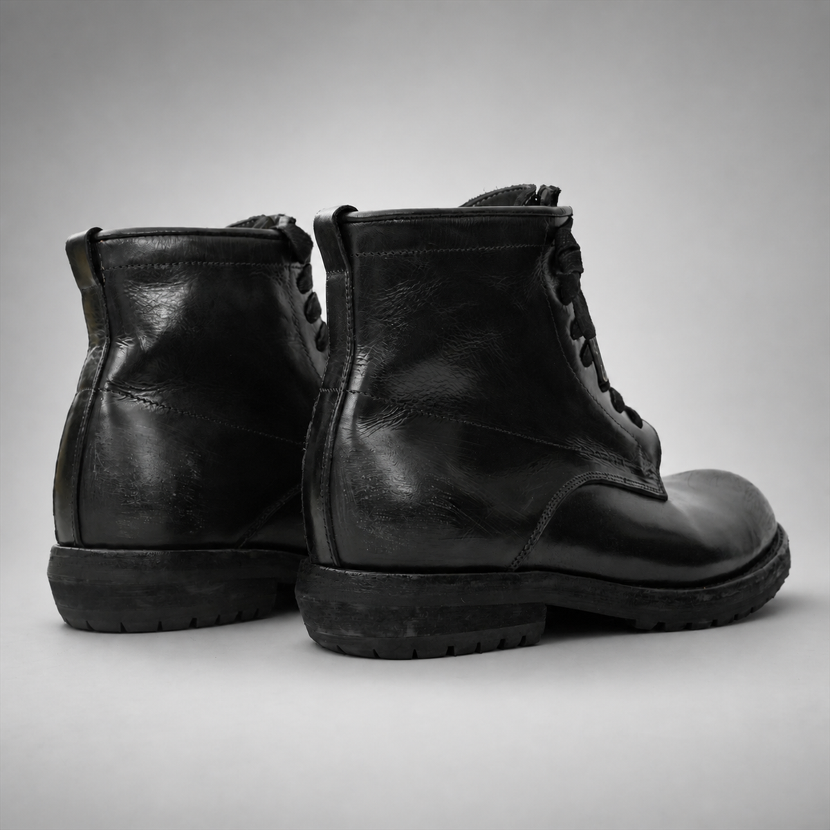 PASCH Atlas Plain-Toe Service Boot in Black Leather