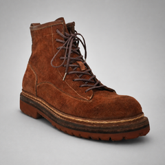 PASCH Quarry Cap-Toe Service Boot in Brown Leather