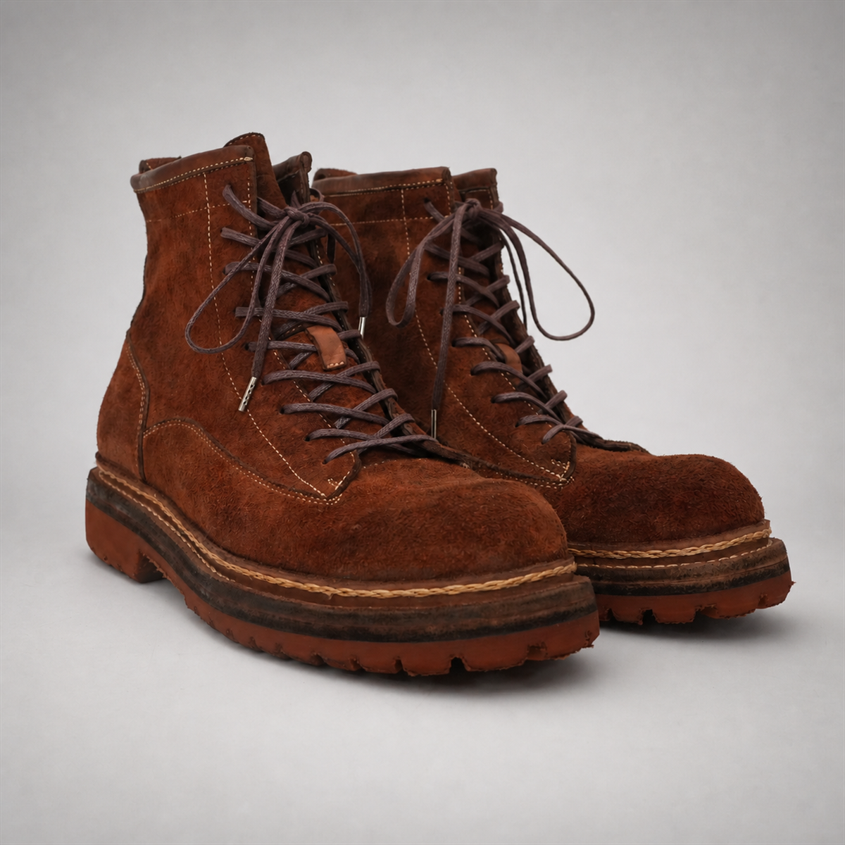 PASCH Quarry Cap-Toe Service Boot in Brown Leather