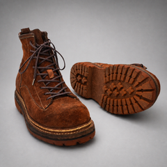 PASCH Quarry Cap-Toe Service Boot in Brown Leather