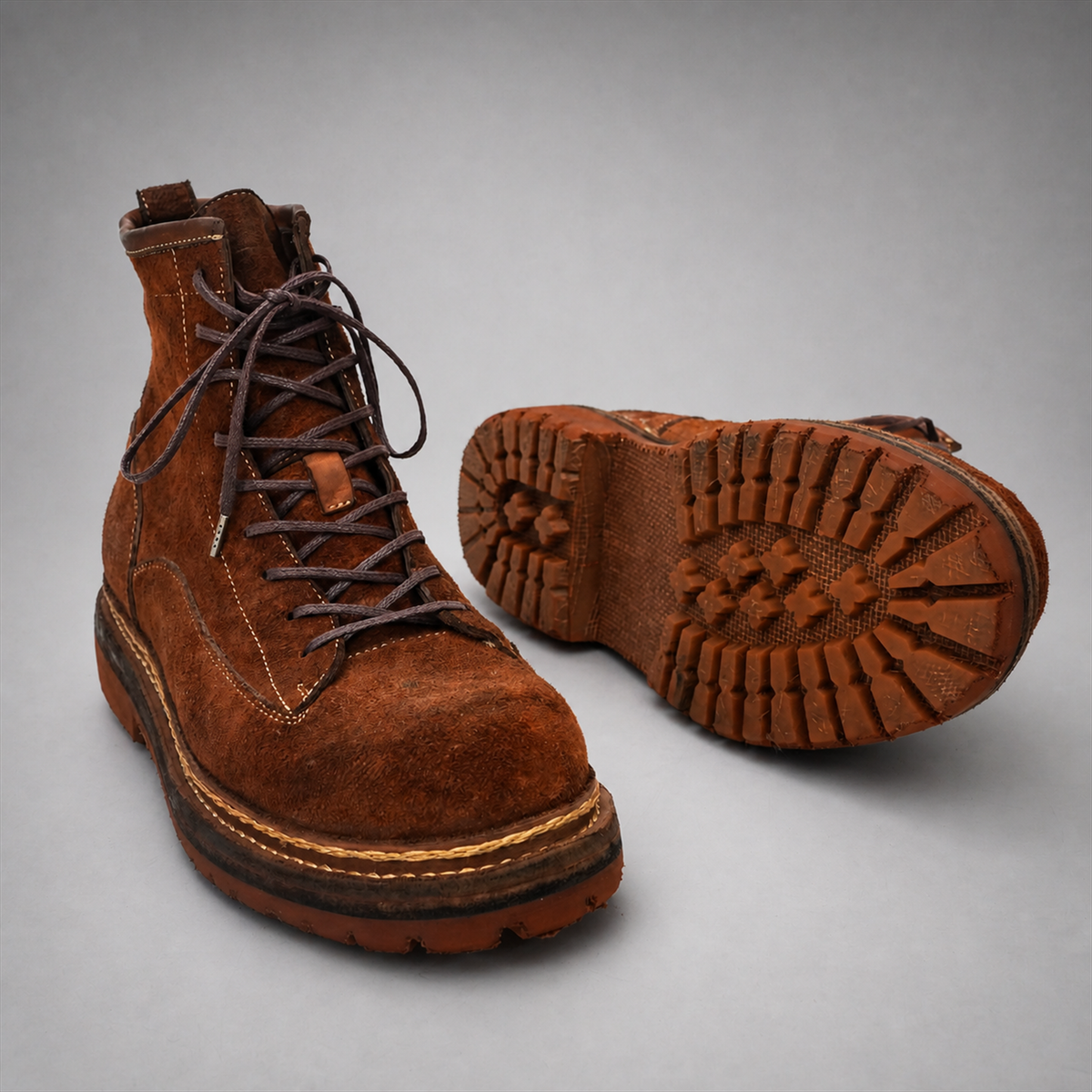 PASCH Quarry Cap-Toe Service Boot in Brown Leather