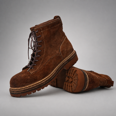 PASCH Quarry Cap-Toe Service Boot in Brown Leather