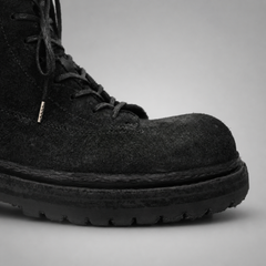 PASCH Quarry Cap-Toe Service Boot in Black Gray Leather