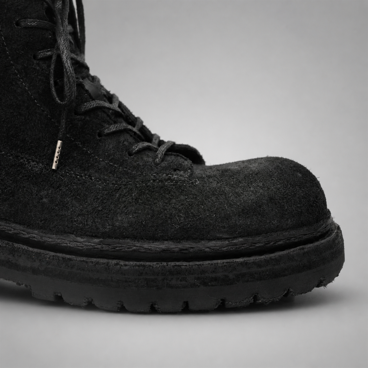 PASCH Quarry Cap-Toe Service Boot in Black Gray Leather