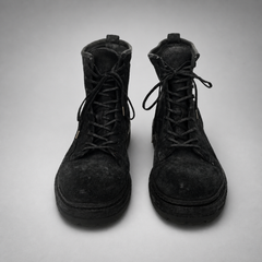 PASCH Quarry Cap-Toe Service Boot in Black Gray Leather