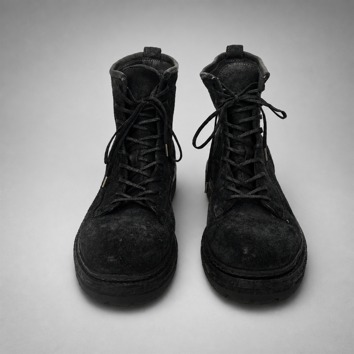 PASCH Quarry Cap-Toe Service Boot in Black Gray Leather