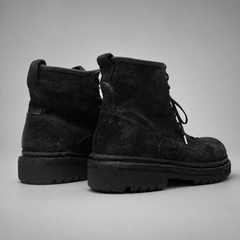 PASCH Quarry Cap-Toe Service Boot in Black Gray Leather