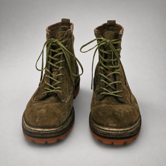 PASCH Quarry Cap-Toe Service Boot in Dark Khaki Leather