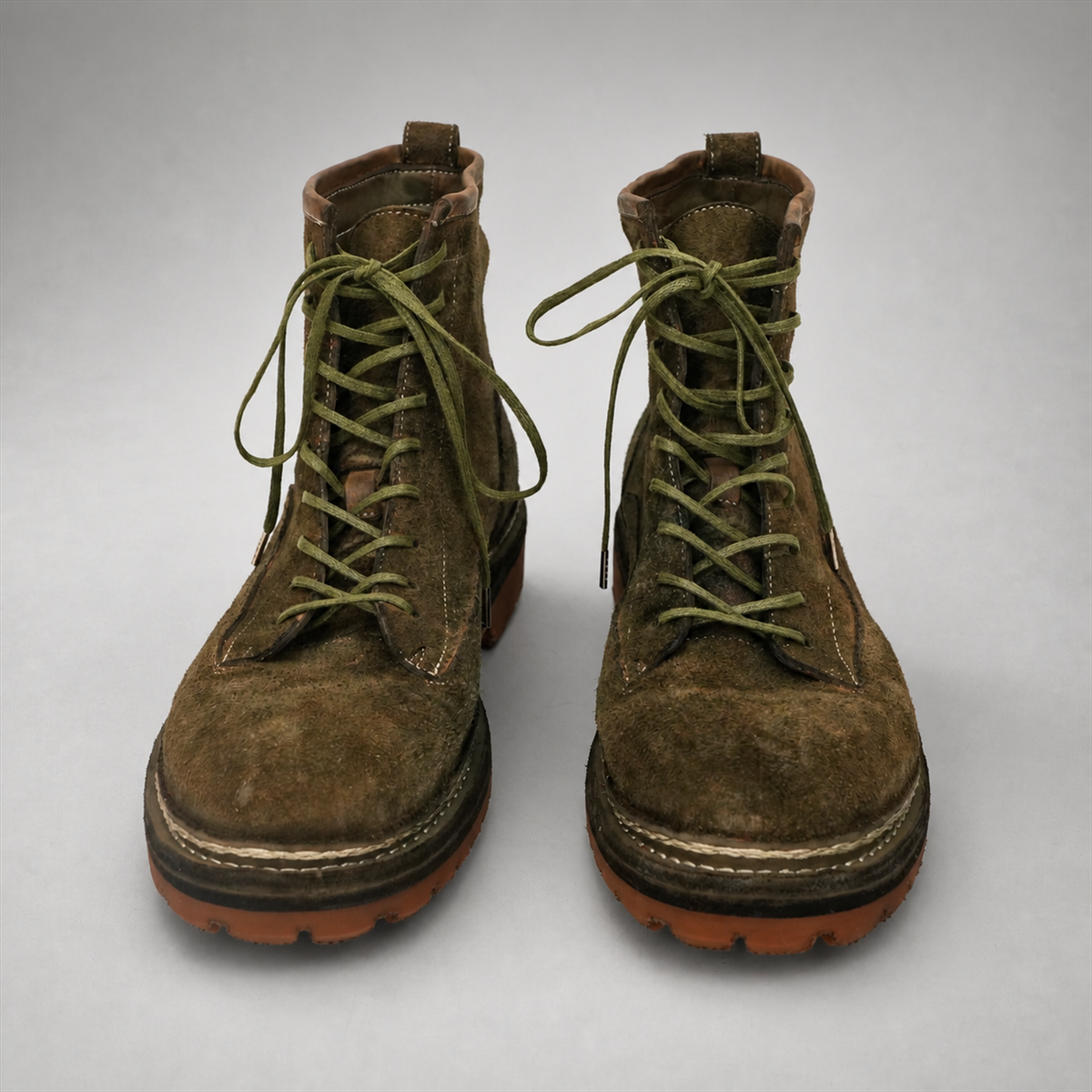PASCH Quarry Cap-Toe Service Boot in Dark Khaki Leather