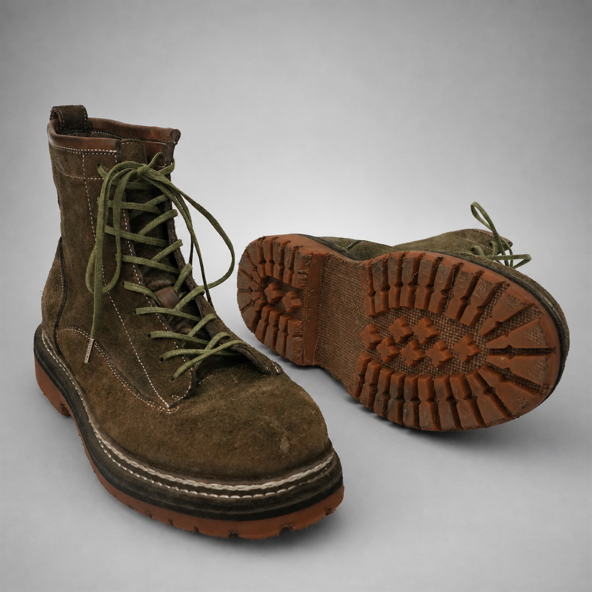 PASCH Quarry Cap-Toe Service Boot in Dark Khaki Leather