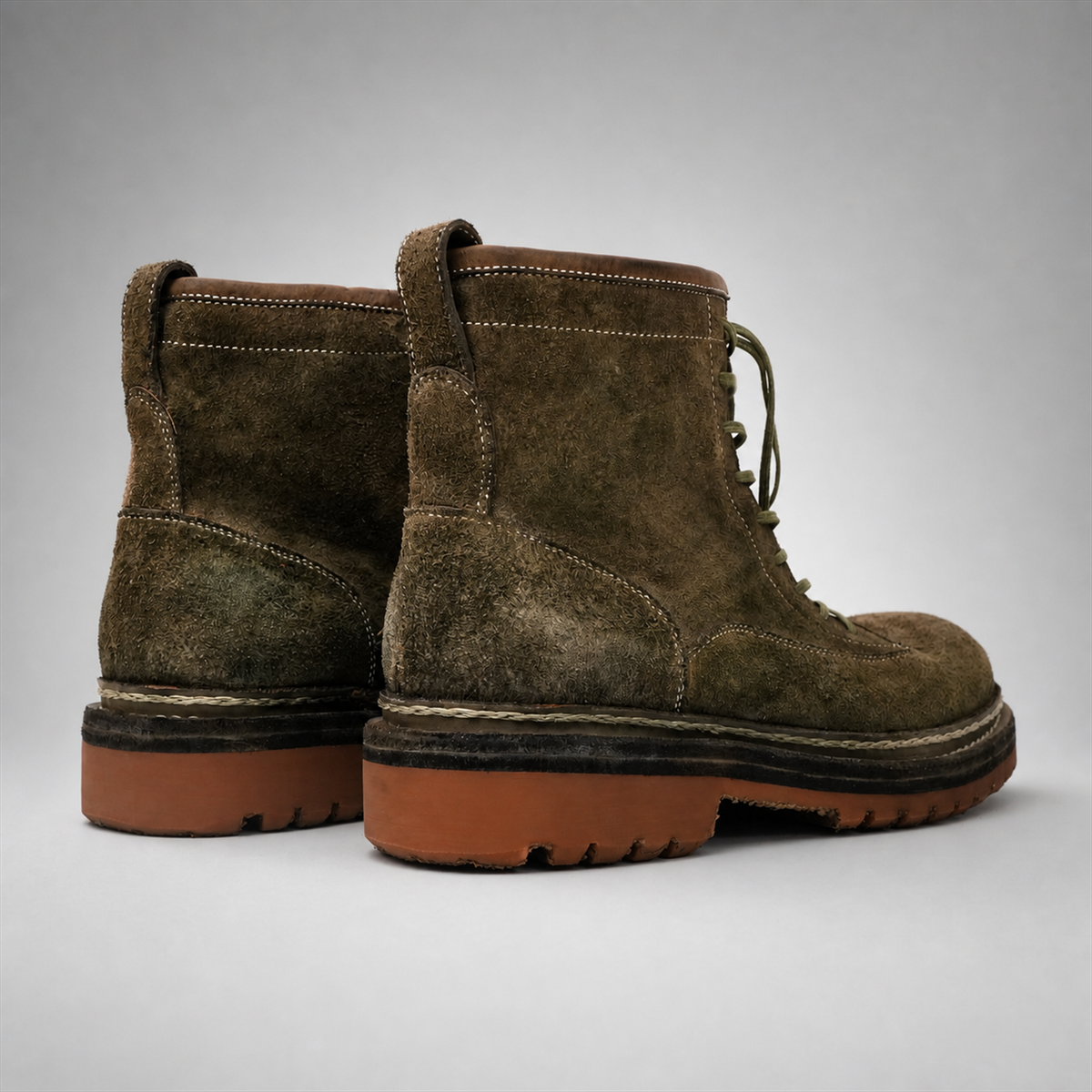 PASCH Quarry Cap-Toe Service Boot in Dark Khaki Leather
