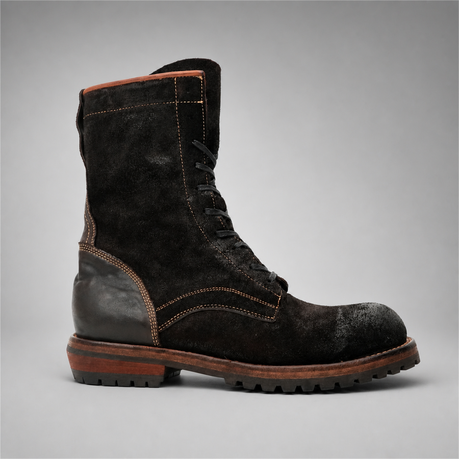 PASCH Ridgeway Tall Lace-Up Boot in Coffee Brown Leather, side view