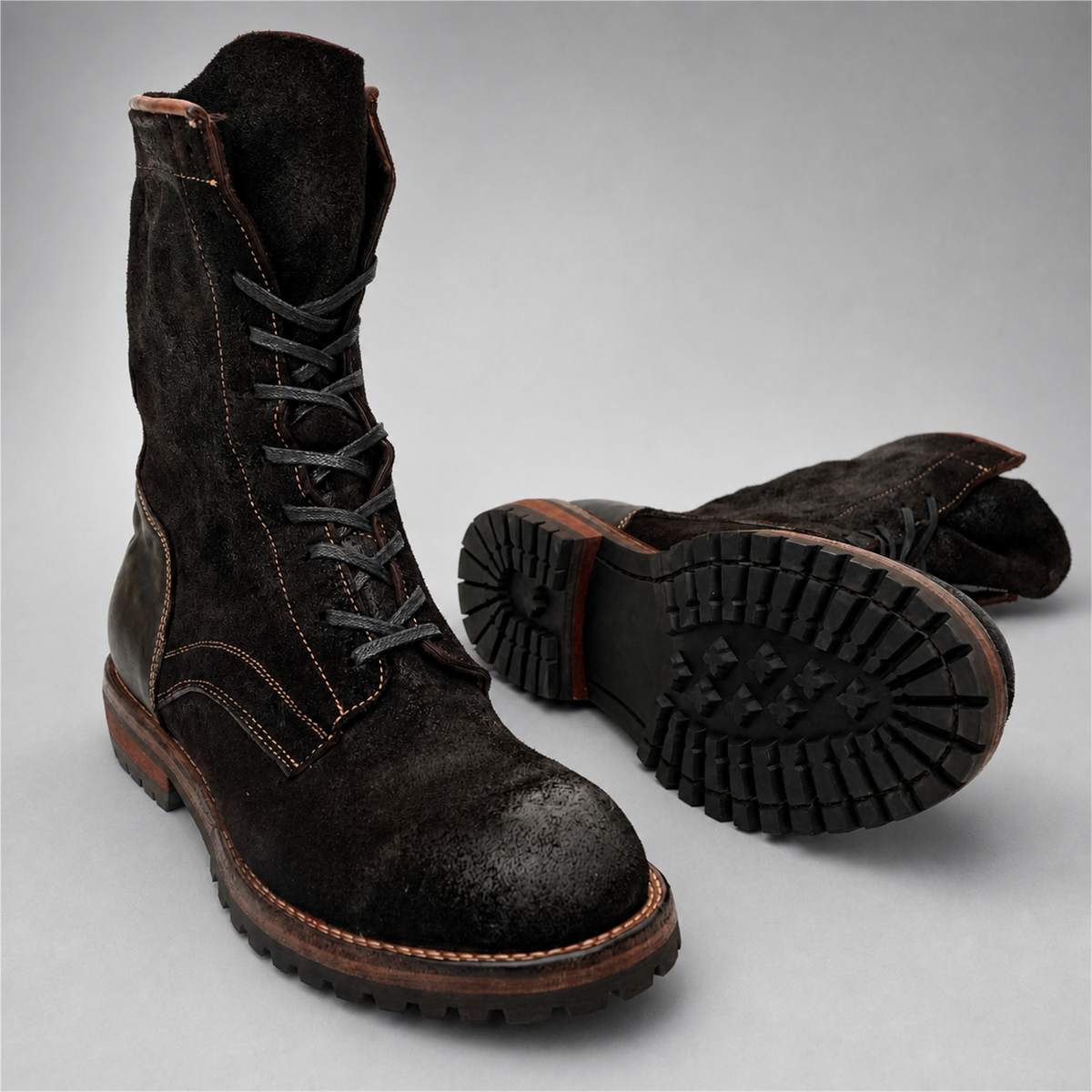 PASCH Ridgeway Tall Lace-Up Boot in Coffee Brown Leather