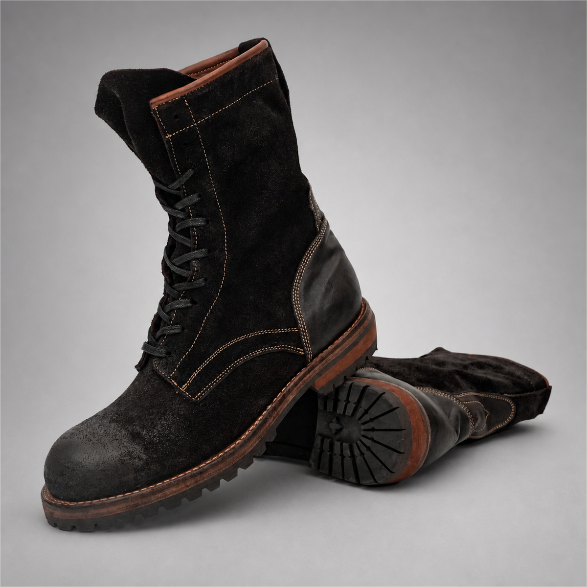 PASCH Ridgeway Tall Lace-Up Boot in Coffee Brown Leather