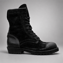 PASCH Ridgeway Tall Lace-Up Boot in Black Leather, side view