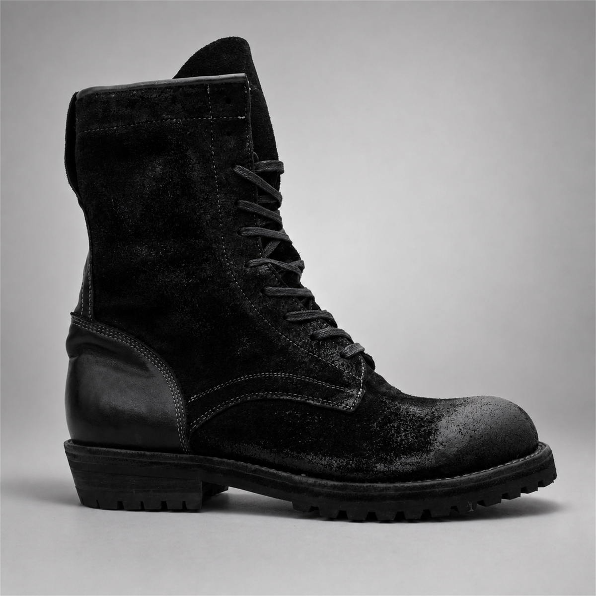PASCH Ridgeway Tall Lace-Up Boot in Black Leather, side view